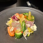 イタリアン チャイナバル村塾 - ★冷前菜★
      真鯛とノルウェーサーモンのサラダ仕立て
      玉ねぎドレッシング