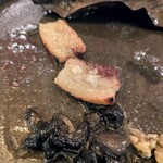 Seminare 輕井澤 - 焼いた鹿脂に結晶塩を付けて、さらにきのことヤマグリを乗っけて食べました