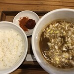 麺屋鈴春 - 濃厚鶏白湯つけ麺＋カラカラ+小ライス