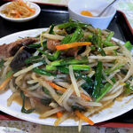 龍華園 - 具は、豚レバー、ニラ、モヤシ、人参、キクラゲ。。。