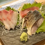 京出汁おでんと旬菜天ぷら 鳥居くぐり 池袋店 - 刺身3点盛り合わせ