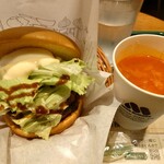 モスバーガー - 【時間限定】ダブル月見テリヤキバーガー＋【期間限定】ミネストローネ