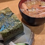 焼酎と手しごと料理の店　まさや - ■おにぎり（明太子）& がす海老の味噌汁