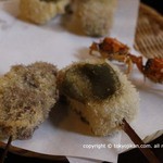 はん亭 根津本店 - 三の膳・３rd
                                左から《left》・ぎゅうごぼうbeef & burdrock・なまふJapanese raw wheat gluten・沢ガニJapanese fresh water crab