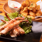 ギョウザバー・りん屋 - ちぎりフライドポテト　海老マヨ揚げ春巻き