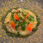 カーサ・デル・チーボ - 八戸産アブラボウズの昆布〆め　香草オイルとボッダルガ