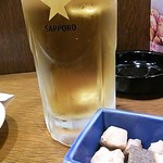 酒や はないち - 生ビール＆お通しの煮物