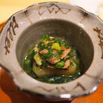 銀座 しのはら - 炭で焼いた鴨とカブラ、あんかけで。