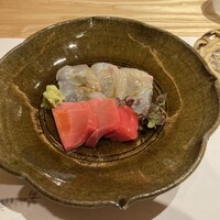 銀座 すし傳 - 造り 平目と鮪（大間）