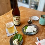 お蕎麦 結 - スタートは、赤星に板わさにわさび漬け