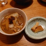 亀戸升本 - 〆の汁かけ(たぶん麦飯)