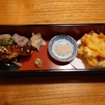 亀戸升本 - 牛肉のヤツと大根のかき揚げ