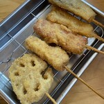 恵美須商店 - れんこん＋豚＋ベーコン＋イカ＋なすび