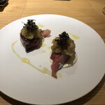 forare - 戻り鰹の切り身に茄子タルタルソースが美味しい