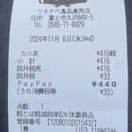 ワタナベ食品 直売店 - レシート
      2024/11/06
      カツ丼 449円