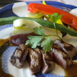 レストラン三ツ星 - メインの肉料理。豊後牛のステーキ！