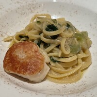 JAM17 DINING - ホウレン草と茄子、帆立貝のアーリオ・オーリオ