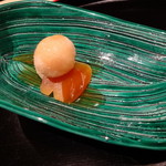 日本料理 楽心 - 紅白のお餅とカラスミ