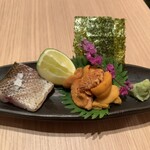 炭味旬菜 収穫 - 太刀魚、生ウニは小皿提供
