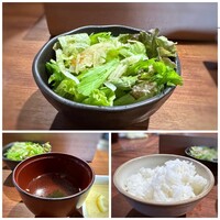 やきにくのバクロ 博多店 - ◆サラダは普通 ◆ご飯はツヤがあり美味しく、お代わり可能。 ◆スープの味わいは普通ですが、お代わり可能。