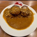 バークレー - ハンバーグカレー、大盛(ルウのみ)、ハンバーグトッピング