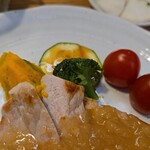 キッチン ブルー グローブ - 備え付け野菜のアップ