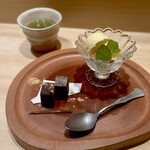 恵比寿 鮨 はつめ - 大納言きんつば、バニラアイス