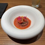 真白 - ・ペンタス？
      ・鳥取県井尻農園様の秋獲れトマト
      ・但馬牛のタルタルステーキ
      ＋
      ・トマトを真っ黒に燃やしてからソースにして