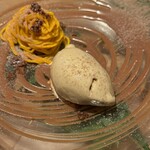 真白 - ・ポアロかぼちゃのモンブランクリームに
      ・下に、コーヒームース
      
      ・チャイティーをイメージしたアイスクリーム
      （シナモン・グローブ・アニスメインに、様々なスパイスを）