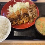 かつや - 牛焼肉とロースカツの合い盛り定食