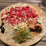 赤坂鉄板焼 ヒレ - 黒毛和牛ロールステーキ　和野菜のサラダ仕立て