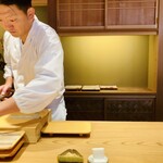 鮨仙八 - 自席から