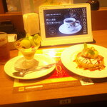 デニーズ - シャインマスカットのちょこっとパルフェ ＆ キャラメルハニーパンケーキ ＆ モーニングドリンクバー