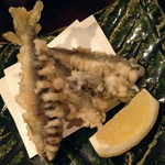 和食　貴山 - 稚鮎とアスパラガスの天ぷら。２０１４年５月