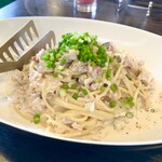 ピッツエリアバール　CACTUS　D'ORO - ・鶏そぼろと蓮子のクリームソース柚子胡椒風味　生パスタ（乾麺に変更）