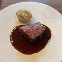 前芝料理店 - ⑥宮崎県坂元牛クリ炭火焼き 黒トリュフのソース
