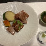 みちのく庵 - ⒌焼物 ・仙台黒毛和牛ミニステーキ～温野菜と共に