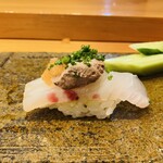 天寿し 京町店 - 【写真⑰】鯛、鯛の肝、紅葉おろし