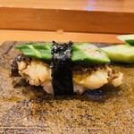 天寿し - 【写真⑬】炭火焼きサザエ、オクラ