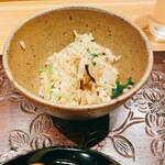 天ぷら たけうち - 鯛とアジと松茸ご飯