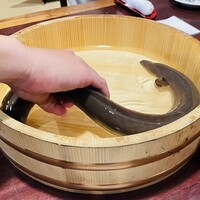 炭焼うな富士 白壁別邸 - 捌く前の青うなぎ