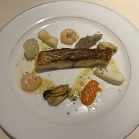 ブラッスリー エディブル - 笛吹鯛　海老とムール貝のソテー　アンチョビバターソース