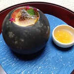 道後舘 - アジ焼酢煎りからすみ　伊予ソー酢