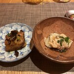fu-fu shisen - ▪️点心2種
      ・エビと生姜のワンタン
      ・大根餅