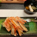 みちのく庵 - 刺身の代わりに準備してくれたのが、 「ずわい蟹」でした。