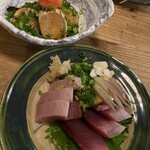 よってけ酒場 - 鰹のお刺身とあん肝ぽん酢
