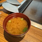 お好み焼・鉄板焼 六三 - ランチの味噌汁