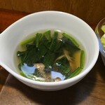 キッチン ブルー グローブ - ほうれん草スープのアップ