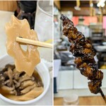 ゑびす屋食堂 - 味の染みたちくわぶ。濃い目で美味しい。うなぎも串はコリっとした部分が良い。