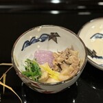 割烹 新多久 - イノシシ、里芋、芹